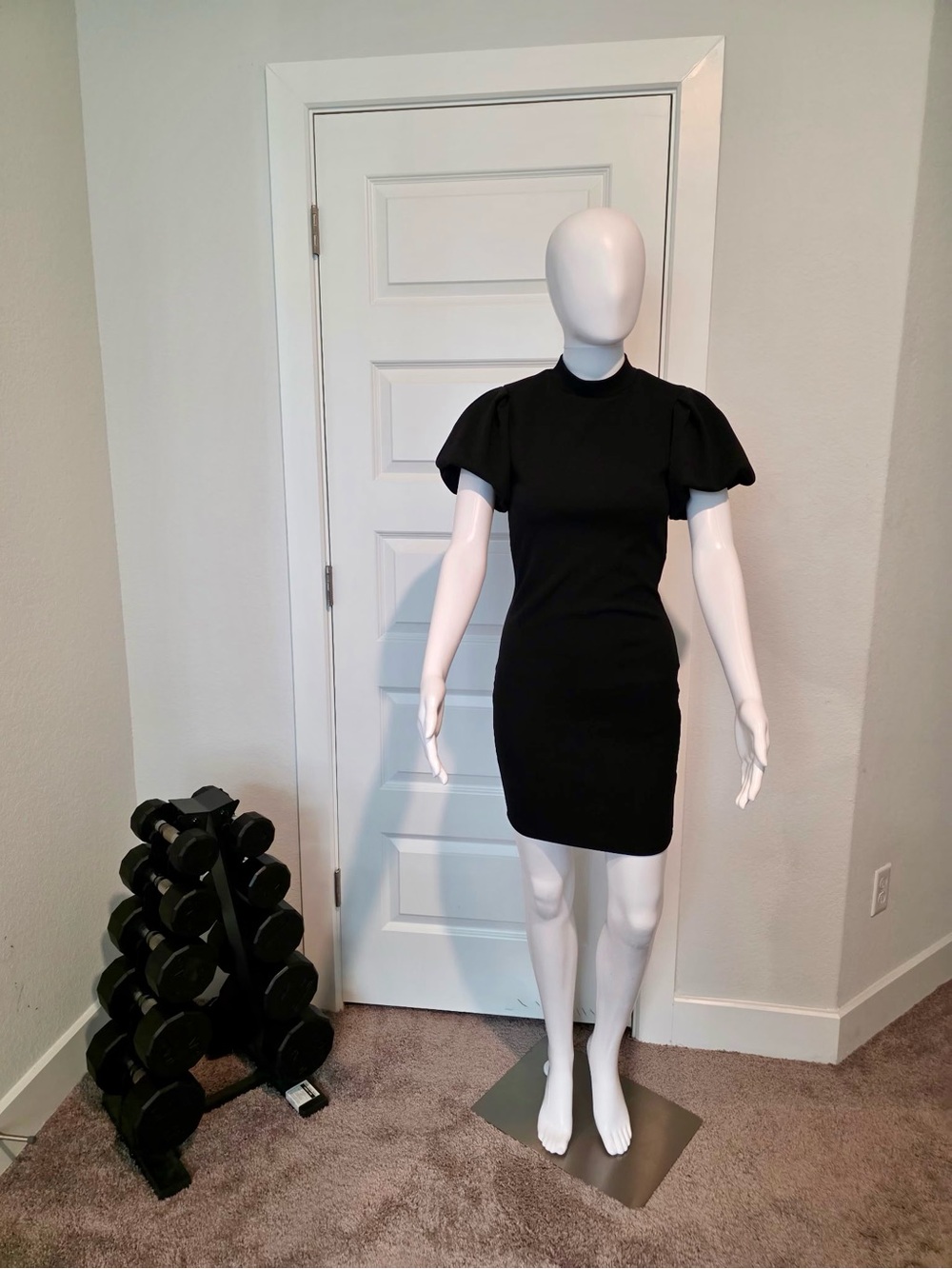 Black Puff Sleeve Bodycon Dress - Classic Women's Dress